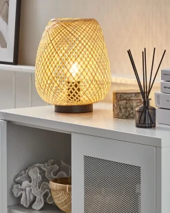 Bordlampe BOMU Bambus Lysebrun