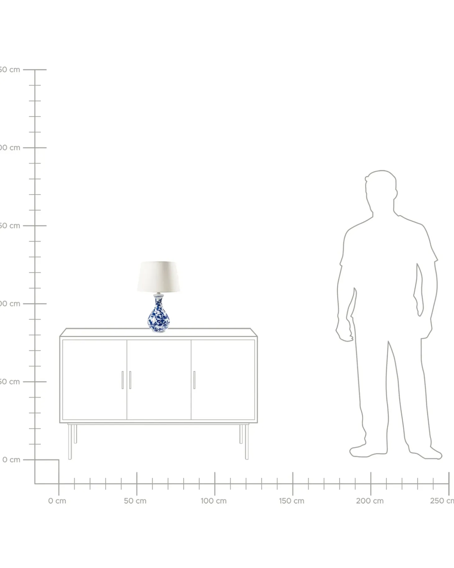 Bordlampe CARMEN Porcelæn Hvid/blå