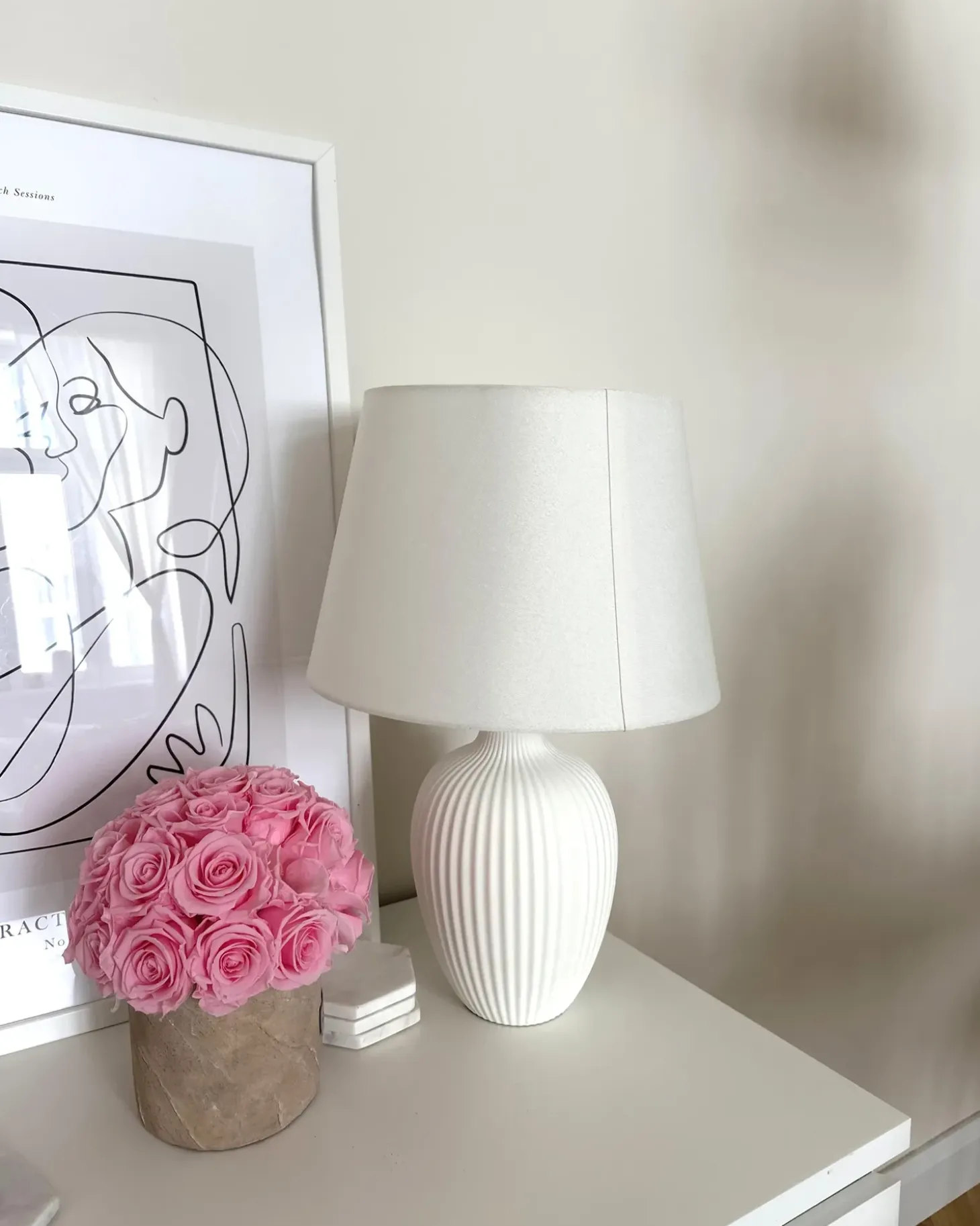 Bordlampe FERGUS Keramik Hvid