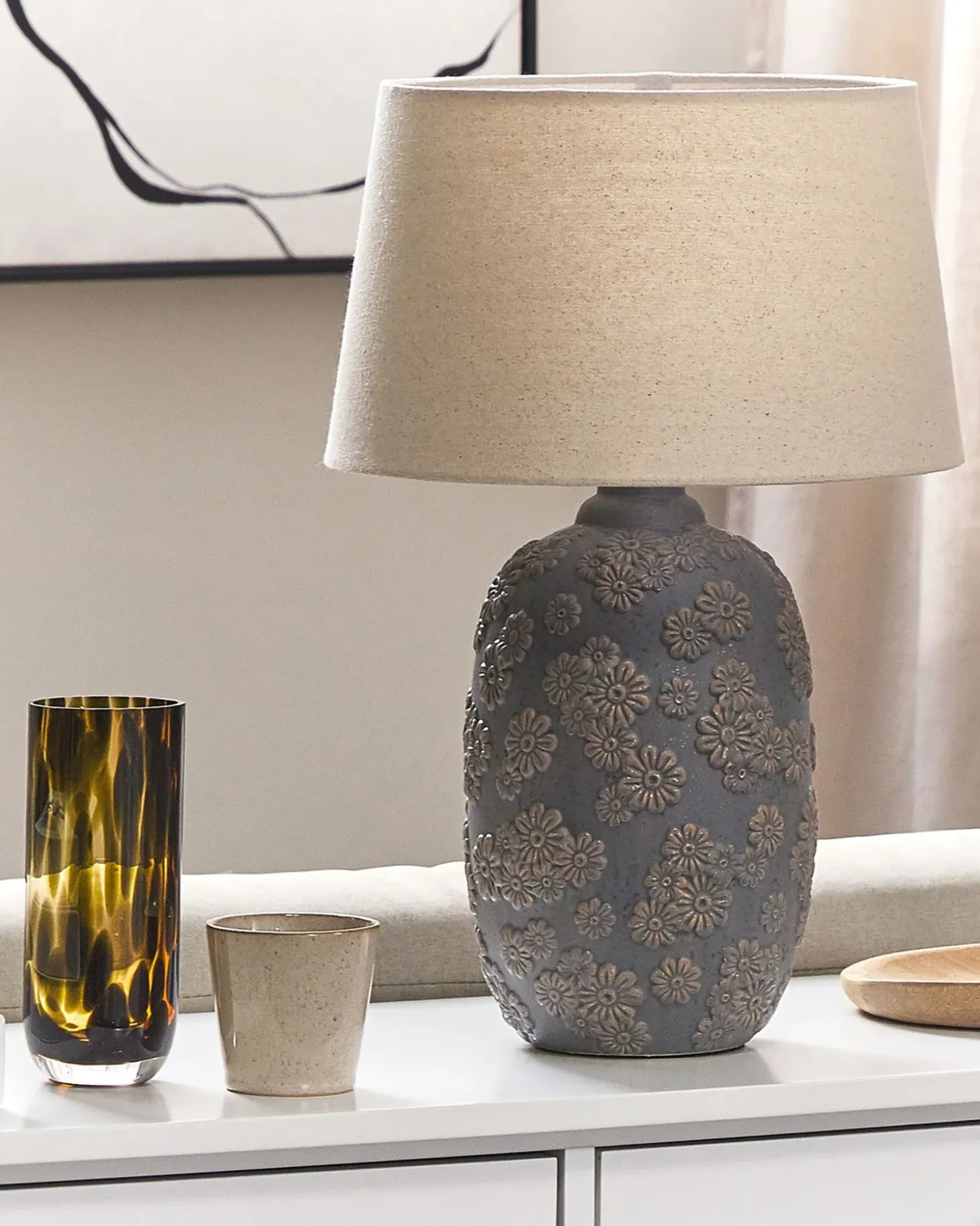 Bordlampe FERREY Keramik Grå