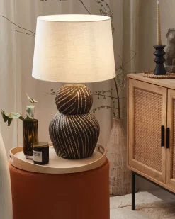 Bordlampe GUAPORE Keramik Sort