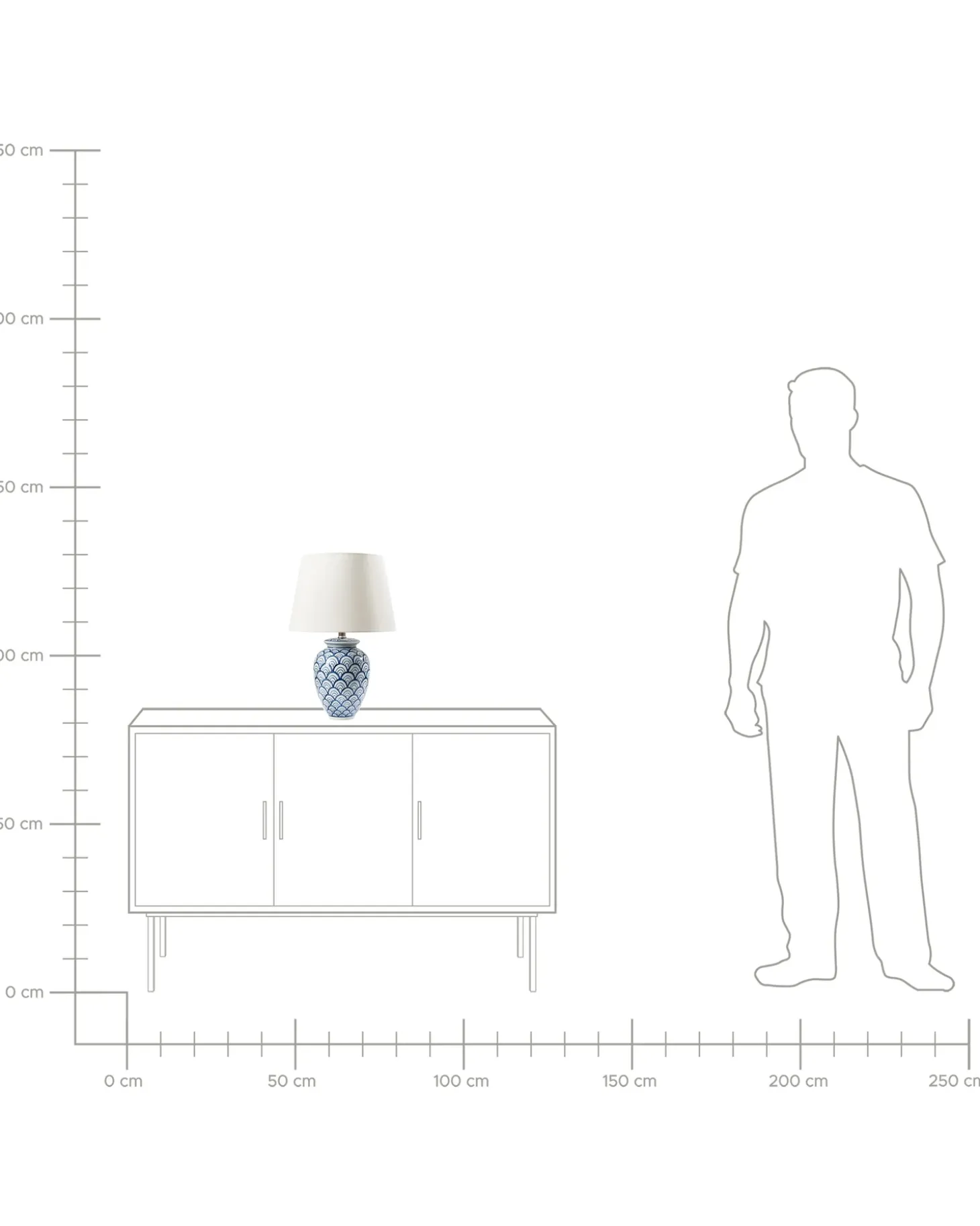 Bordlampe JAUCA Porcelæn Hvid/blå