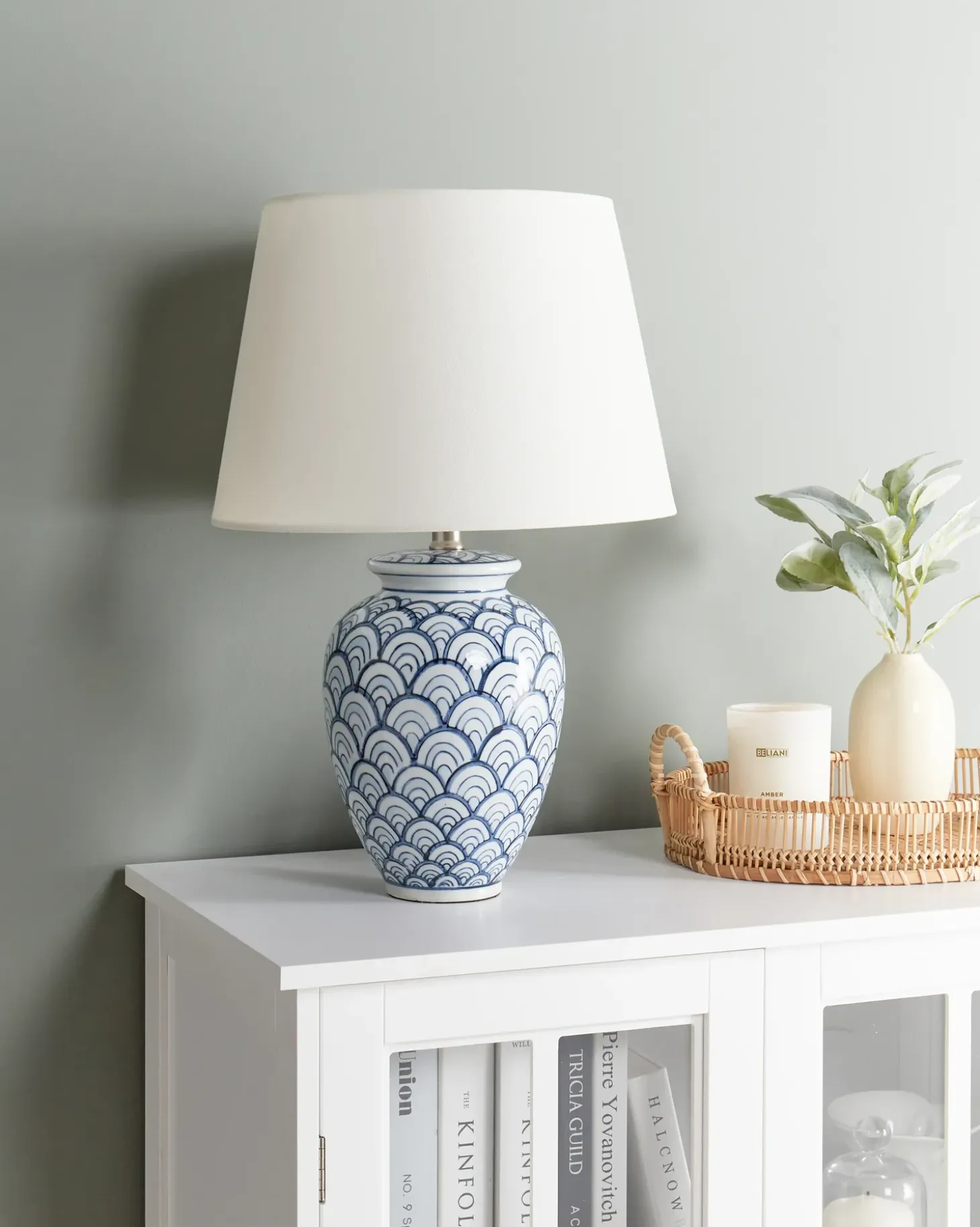 Bordlampe JAUCA Porcelæn Hvid/blå