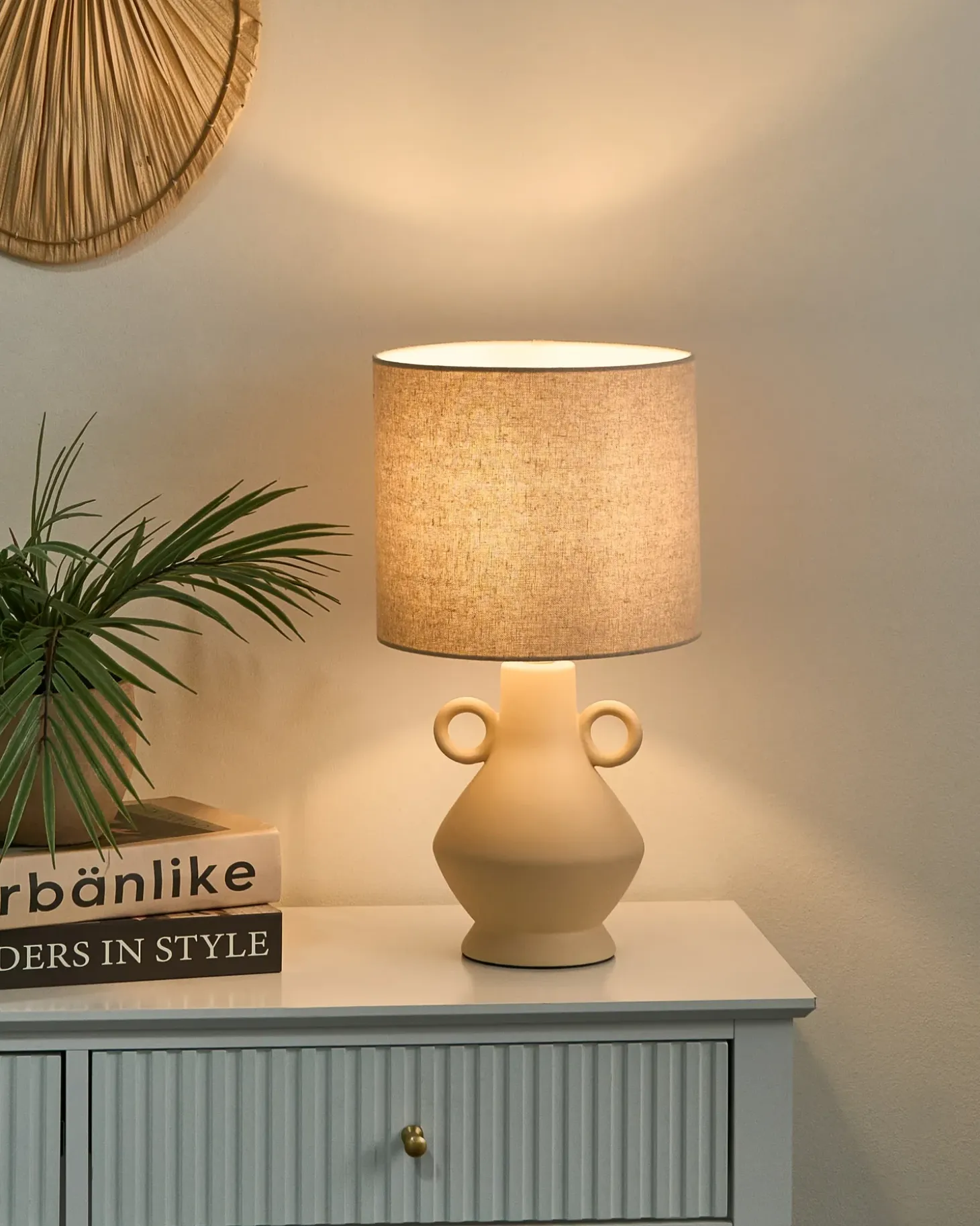 Bordlampe KERULEN Keramik Beige