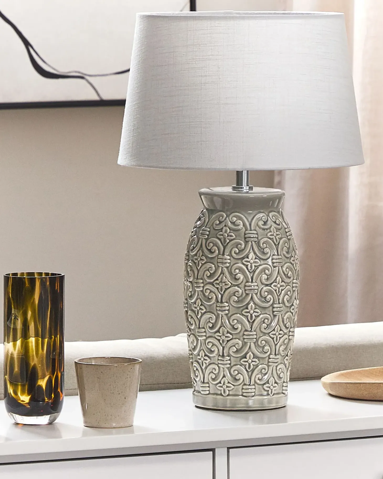 Bordlampe KHOPER Keramik Grå