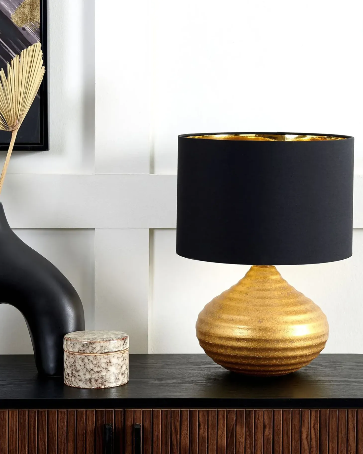 Bordlampe KUBAN Keramik Guld
