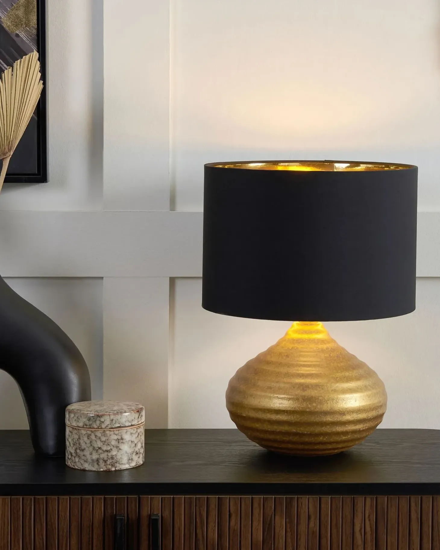 Bordlampe KUBAN Keramik Guld