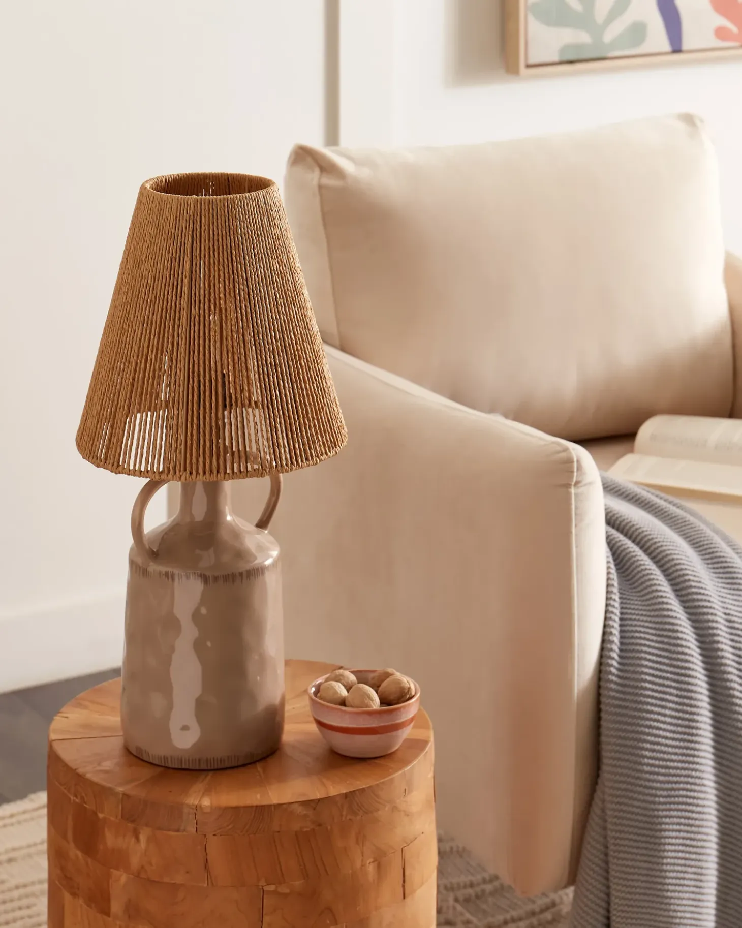 Bordlampe LARISSOS Keramik Brungrå
