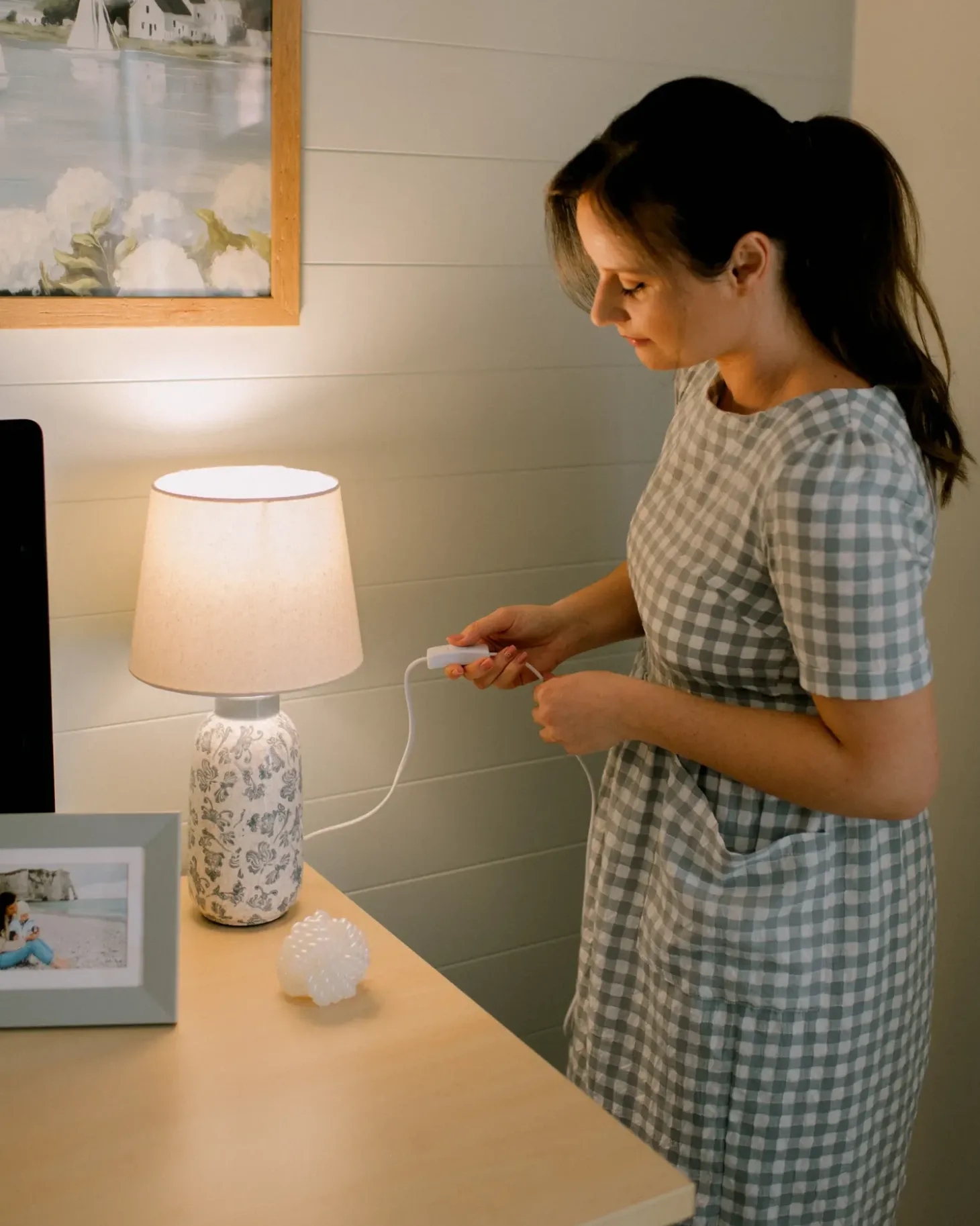 Bordlampe LEMPA Keramik Hvid/blå