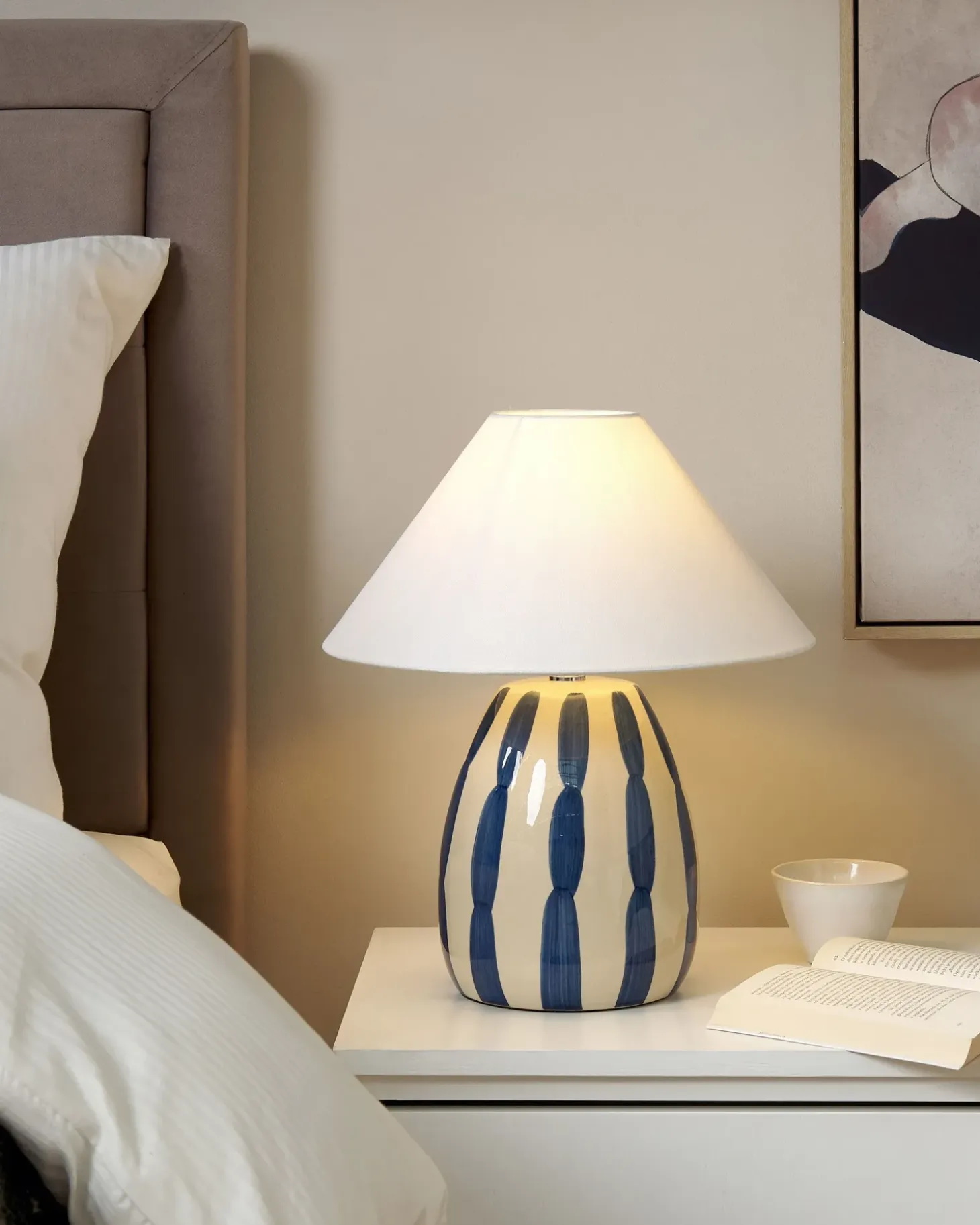 Bordlampe LUCHETTI Keramik Hvid/blå