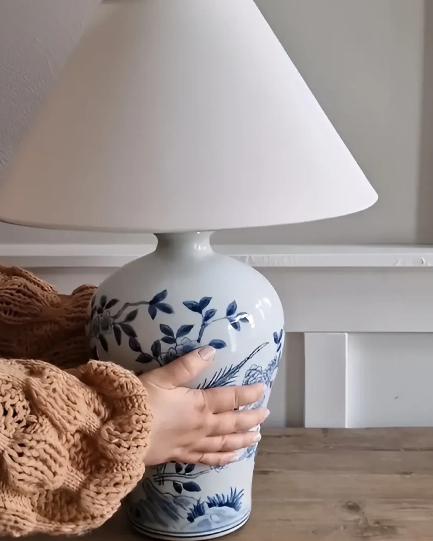 Bordlampe MAGROS Porcelæn Hvid/blå