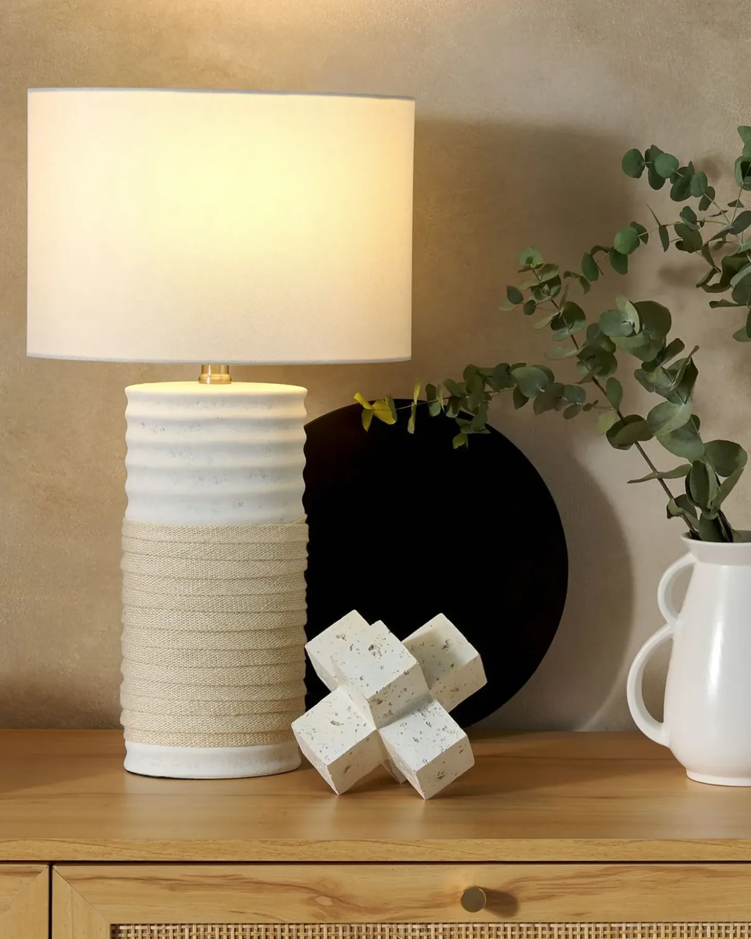 Bordlampe NAVIA Porcelæn Lys Beige