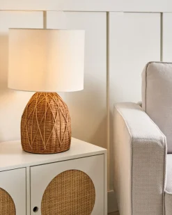 Bordlampe NILWALA Rattan Naturlig