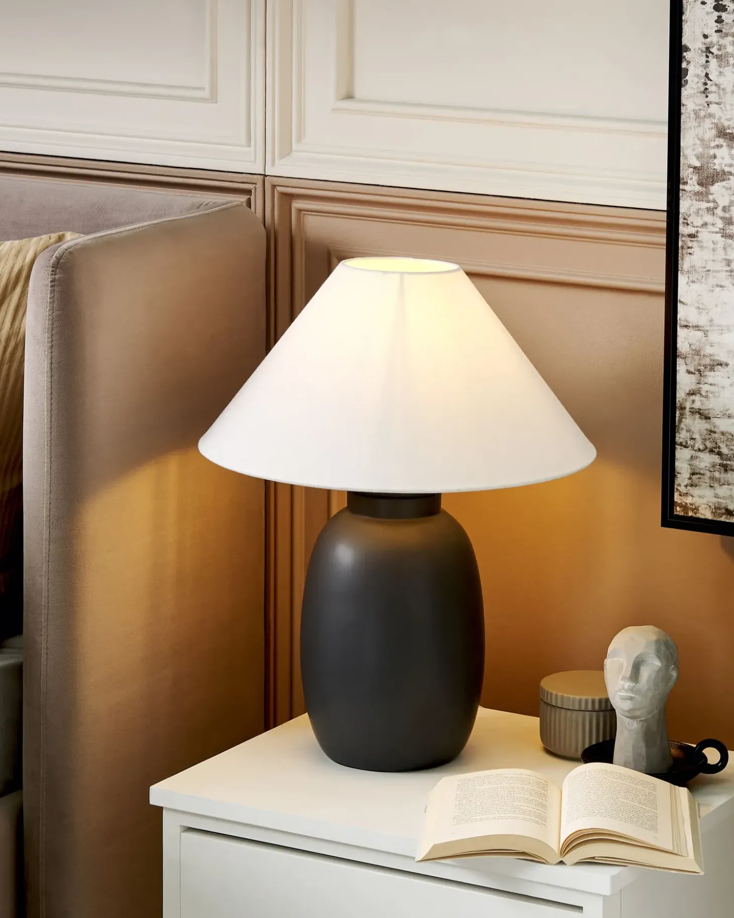 Bordlampe PATILLAS Keramik Sort