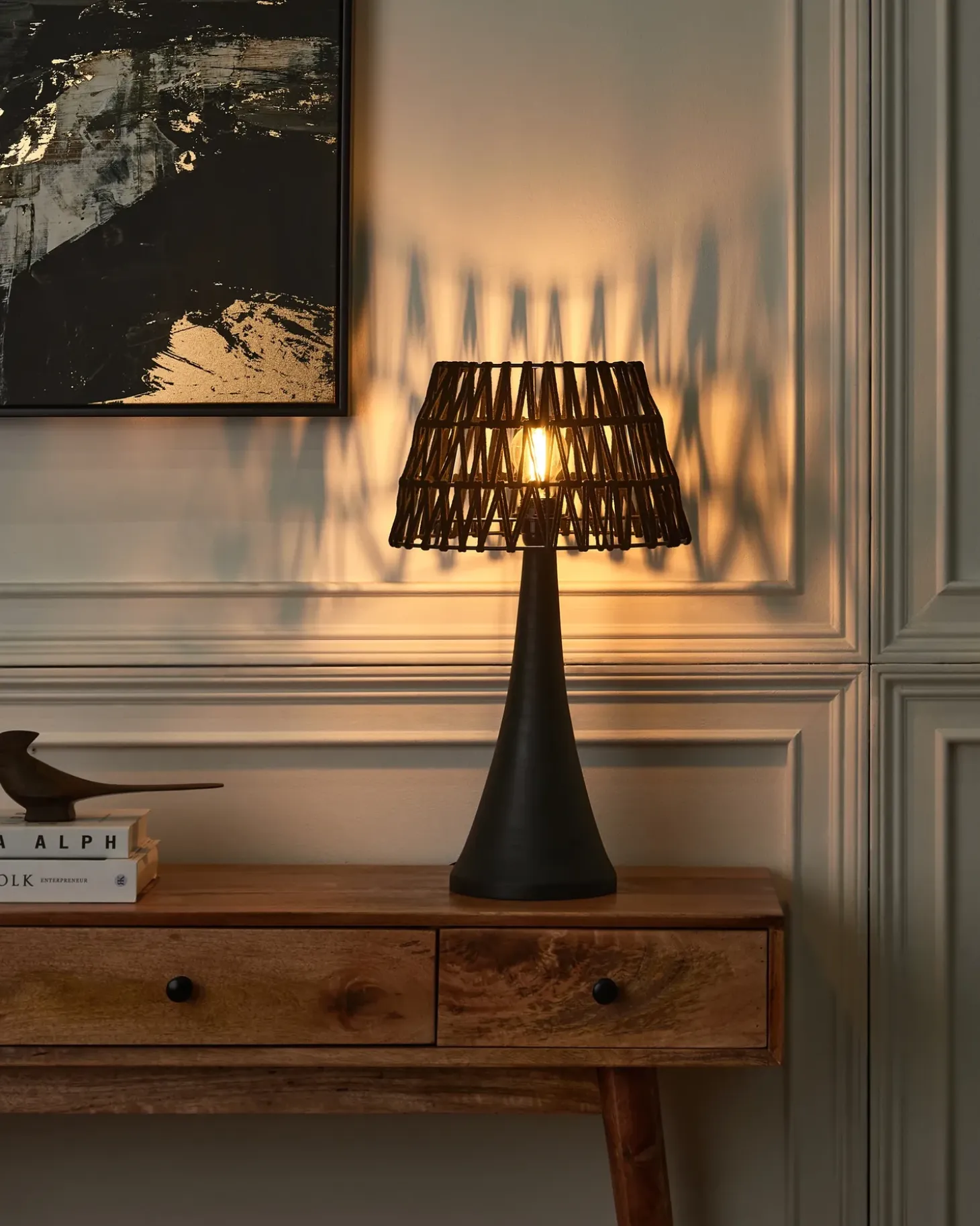 Bordlampe PELLEJAS Mangotræ Sort