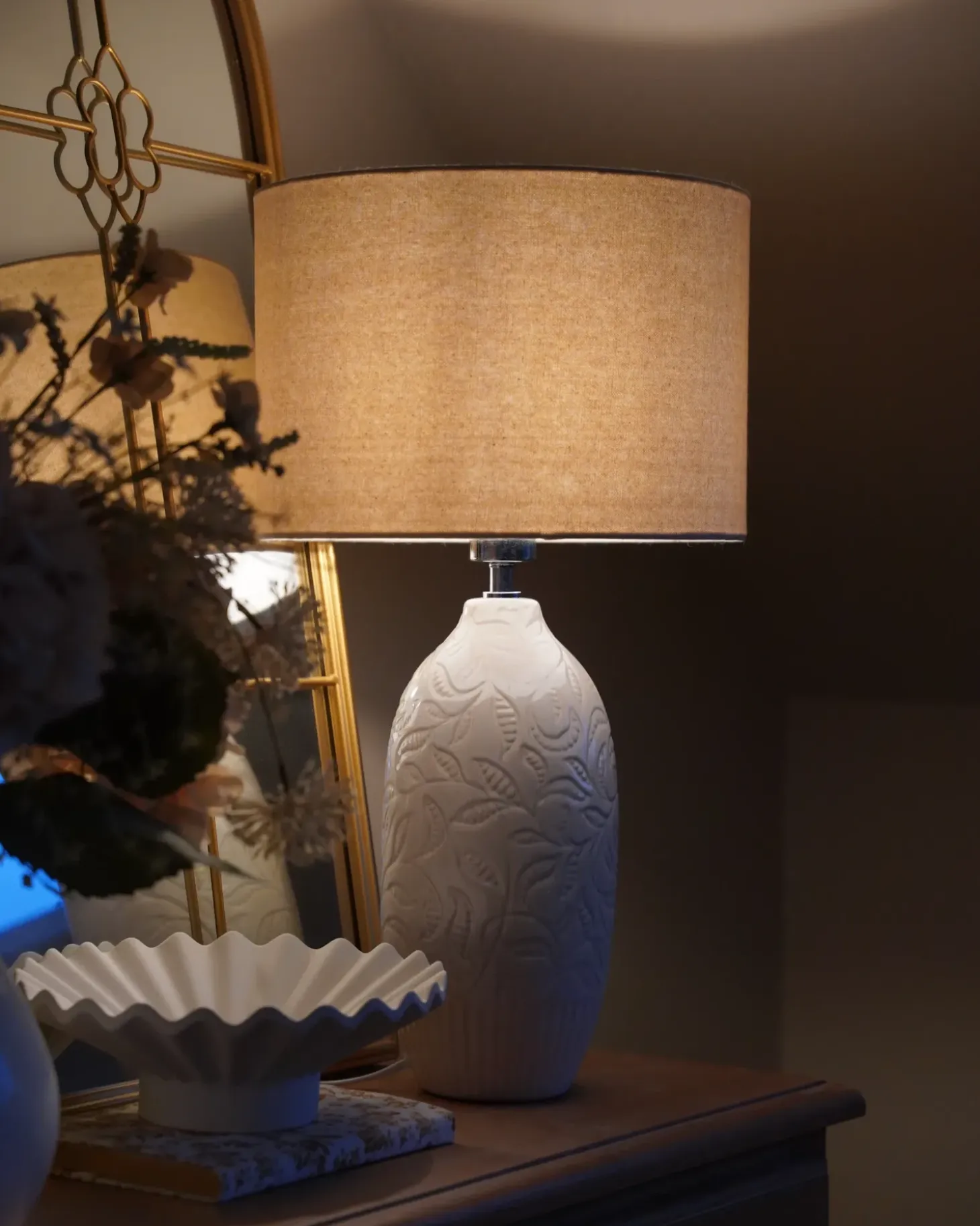 Bordlampe SALZA Keramik Beige