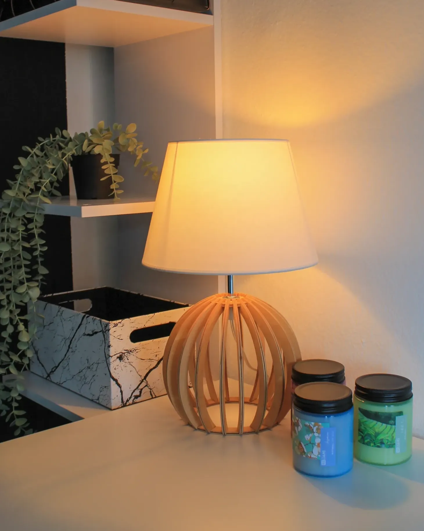 Bordlampe SAMO Brun/hvid