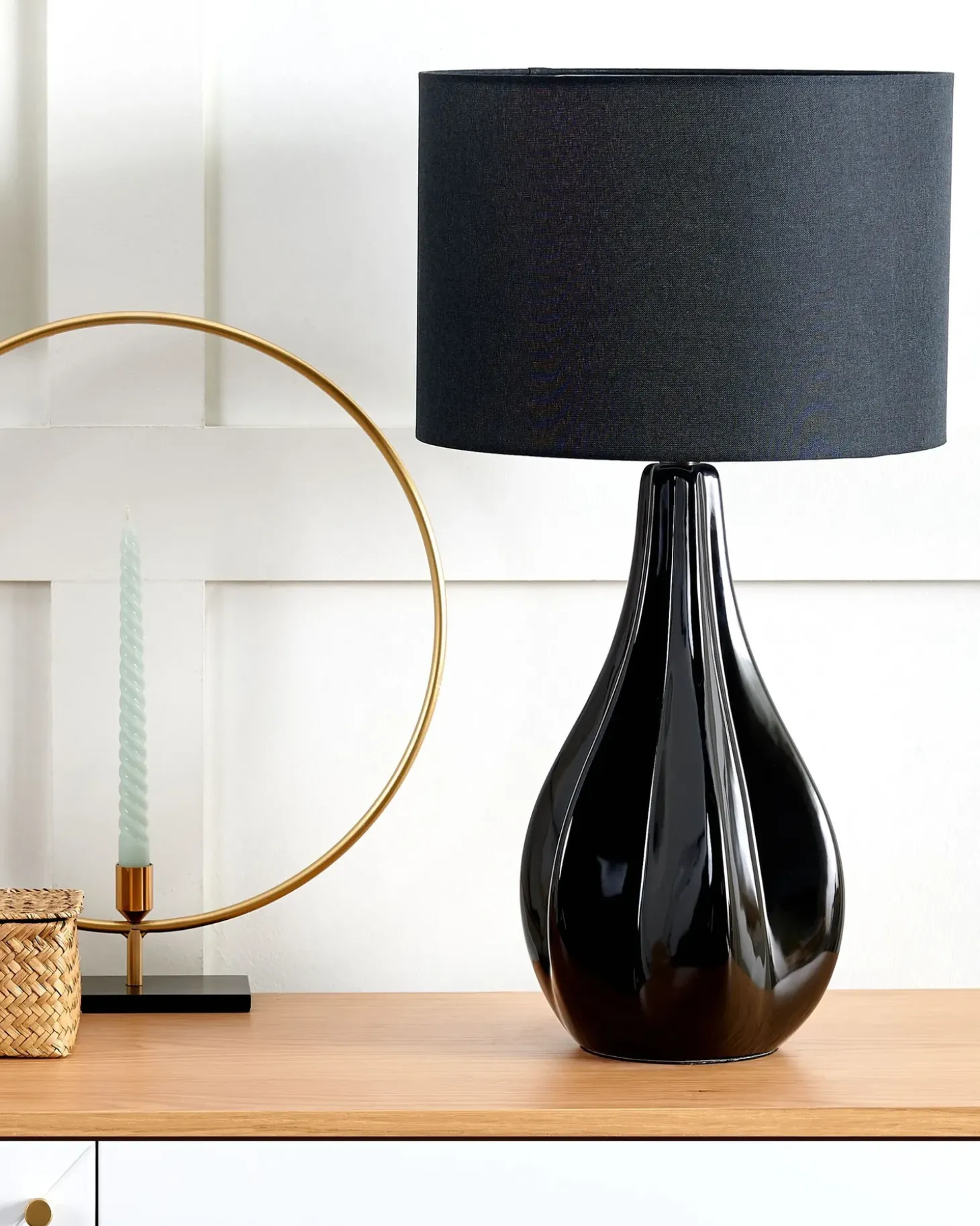 Bordlampe SANTEE Porcelæn Sort