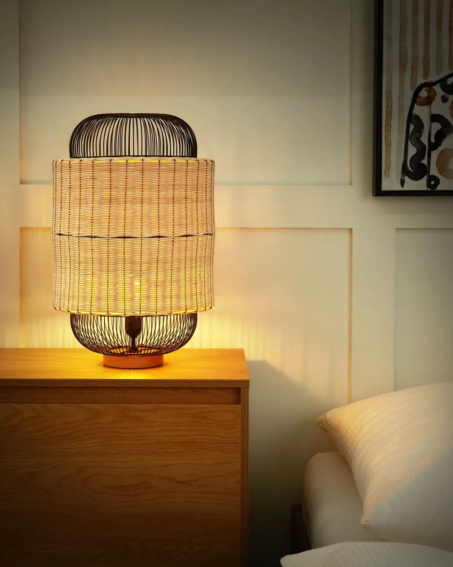 Bordlampe TANGANYIKA Rattan Naturlig