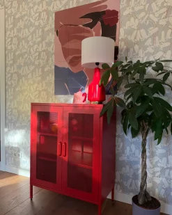 Bordlampe TRIVERSA Keramik Rød