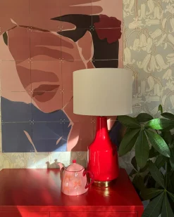 Bordlampe TRIVERSA Keramik Rød