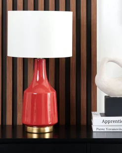Bordlampe TRIVERSA Keramik Rød