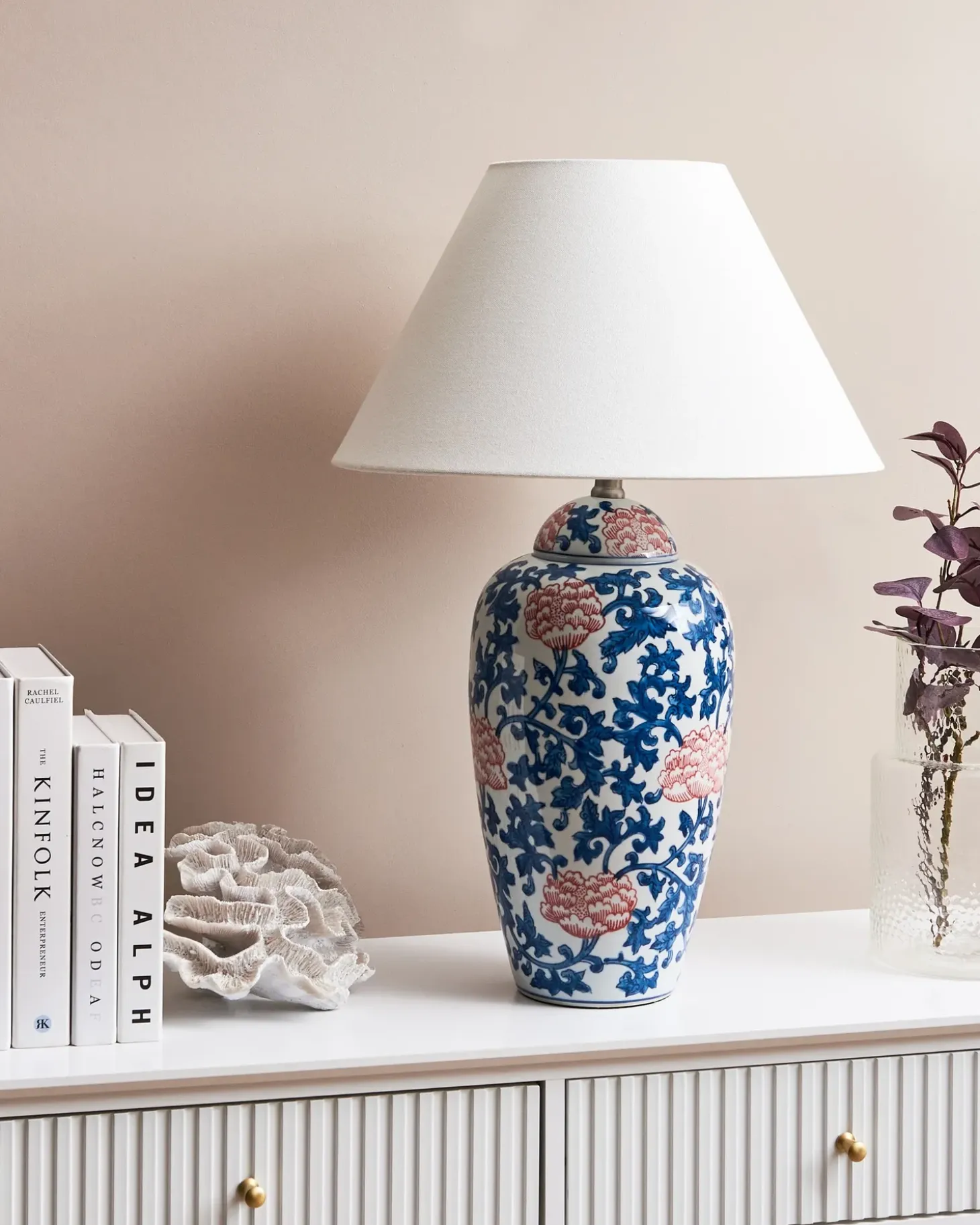 Bordlampe VERUSA Porcelæn Hvid/blå