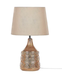 Bordlampe WARI Keramik Guldbrun