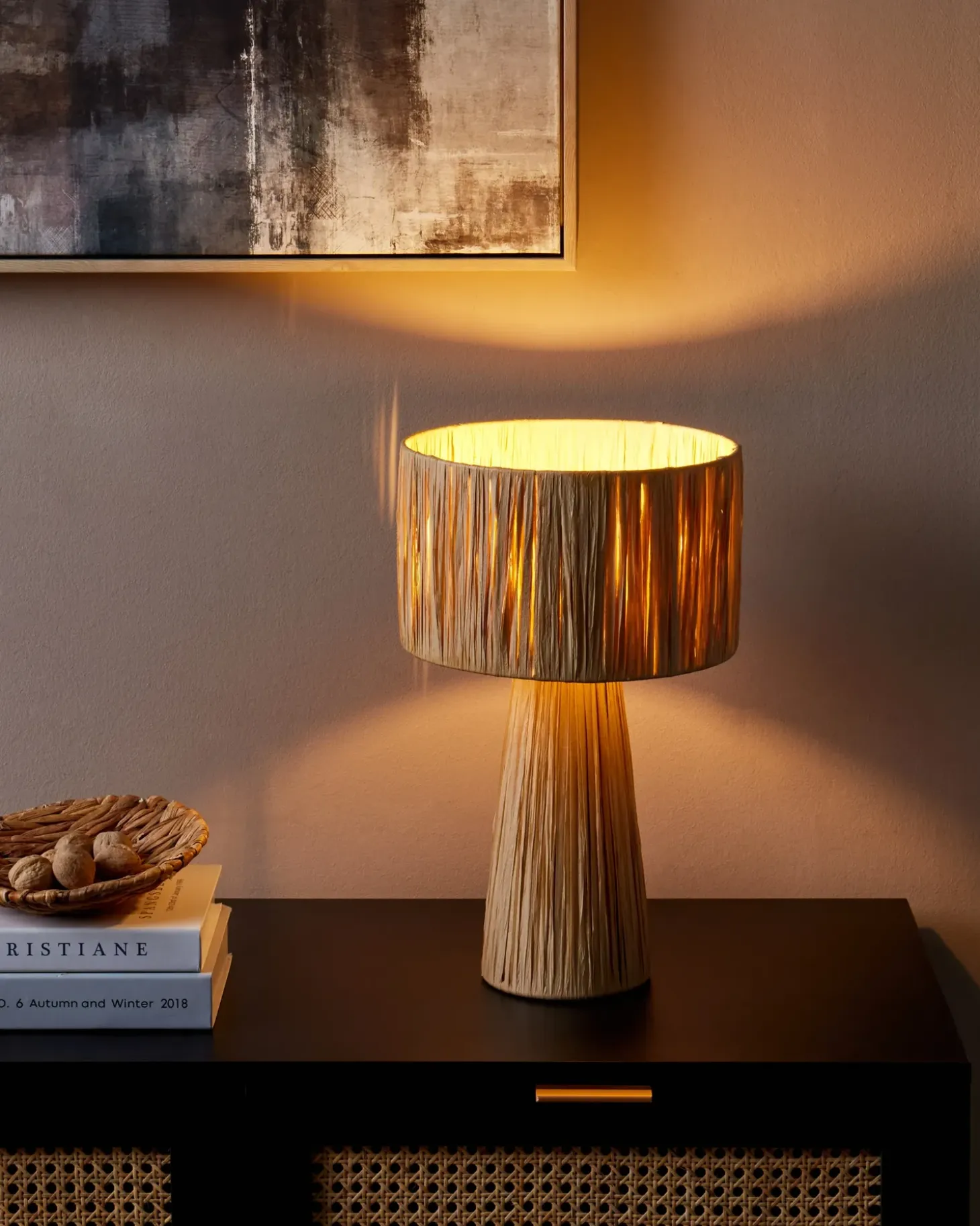 Bordlampe WELMEL Flet Naturlig