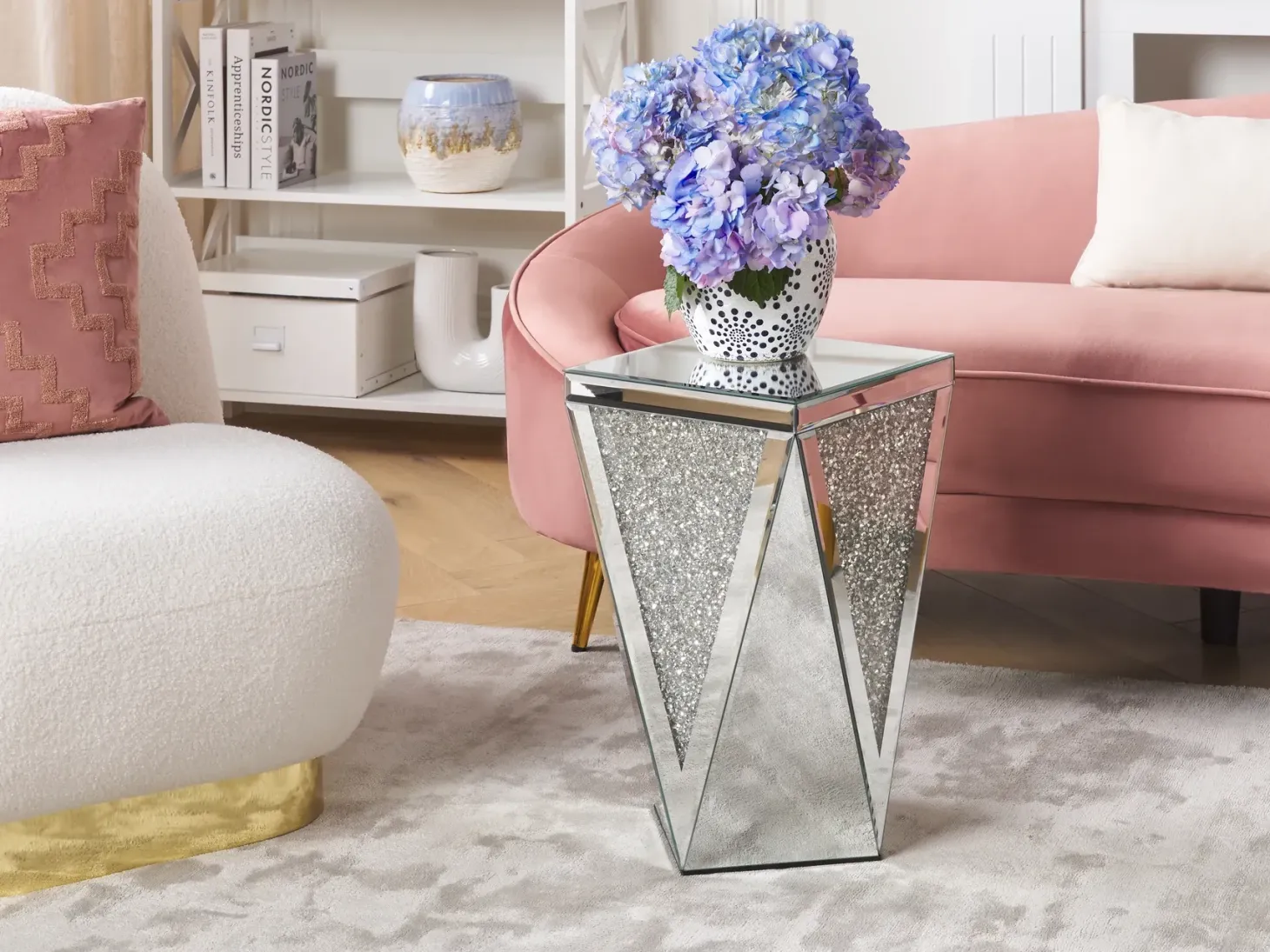 Bord LUXEY Glas Spejlet sølv