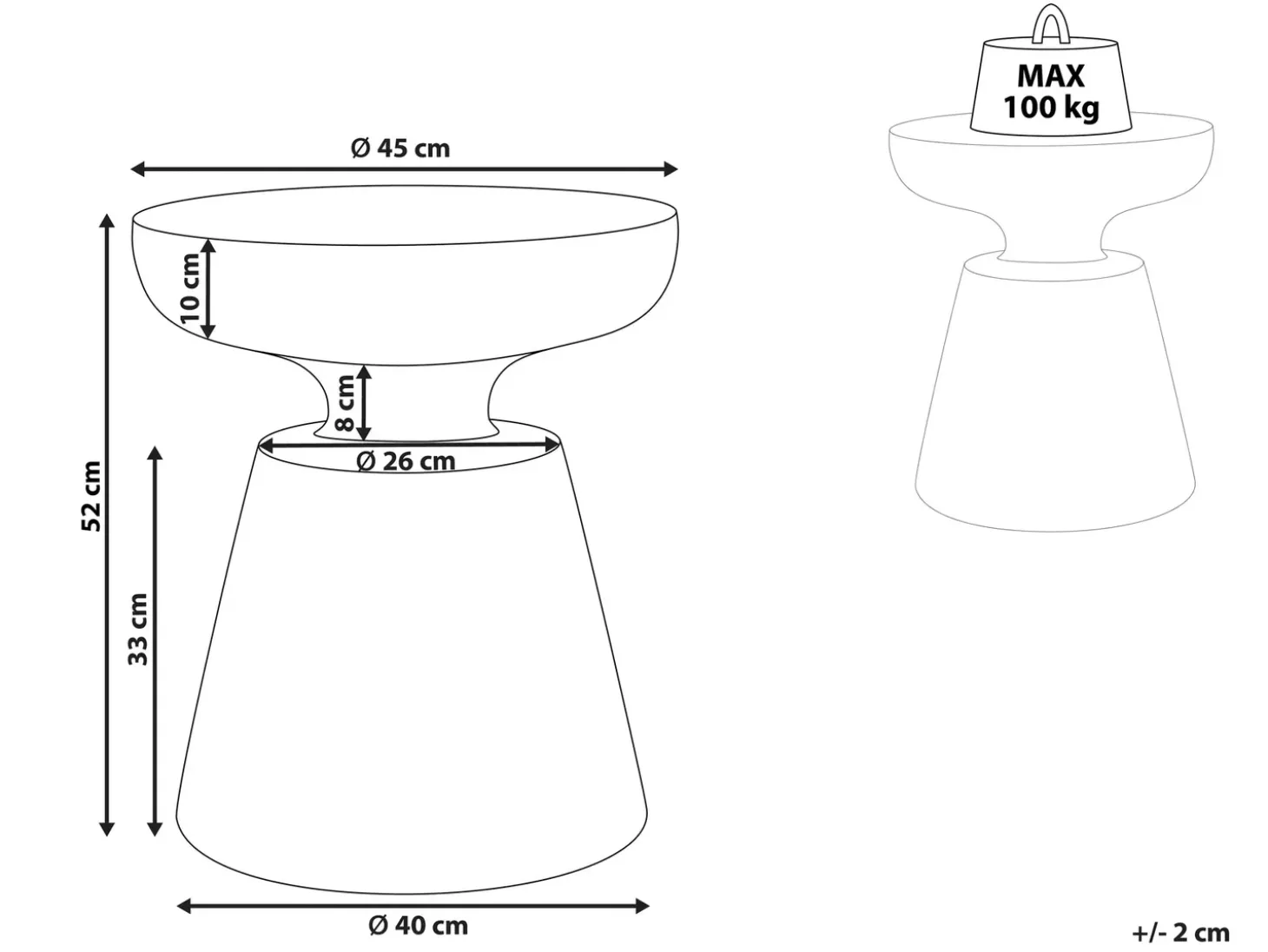 Bord MINCIO 45 cm 45 cm Sort