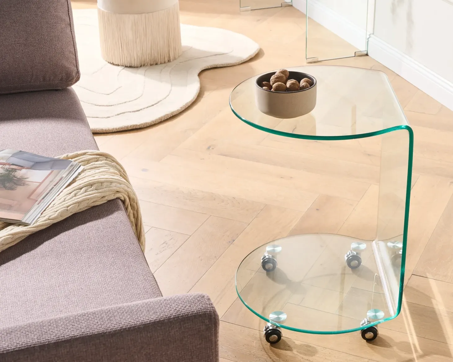 Bord MINTO Hærdet glas Transparent med hjul