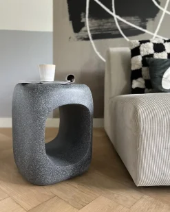 Bord PELMO 33 cm 33 cm Marmor effekt Grå