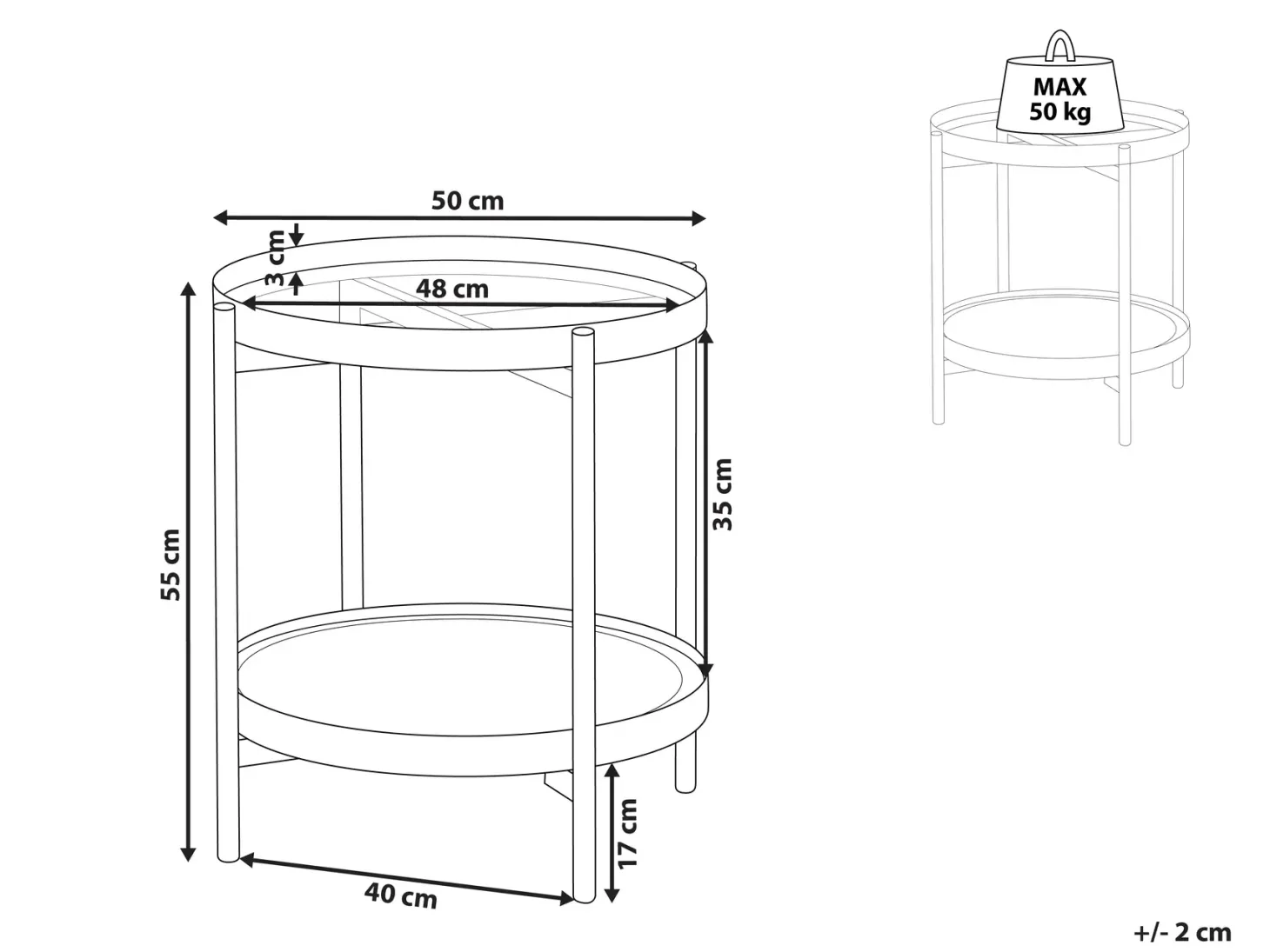 Bord RENO Metal Sort