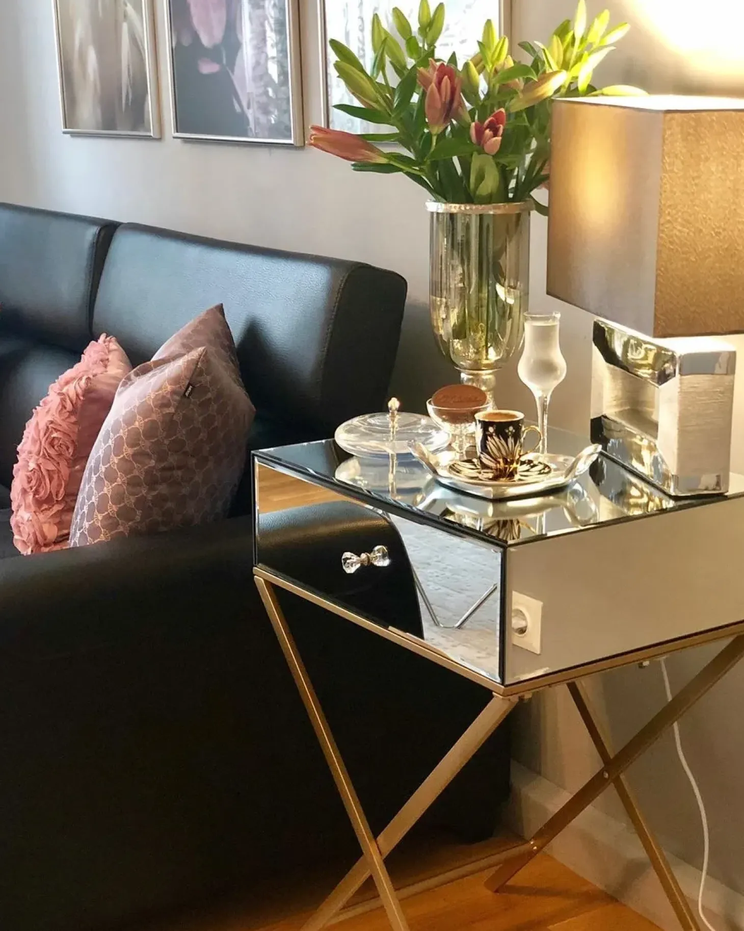 Bord VIVY Glas Spejlet sølv