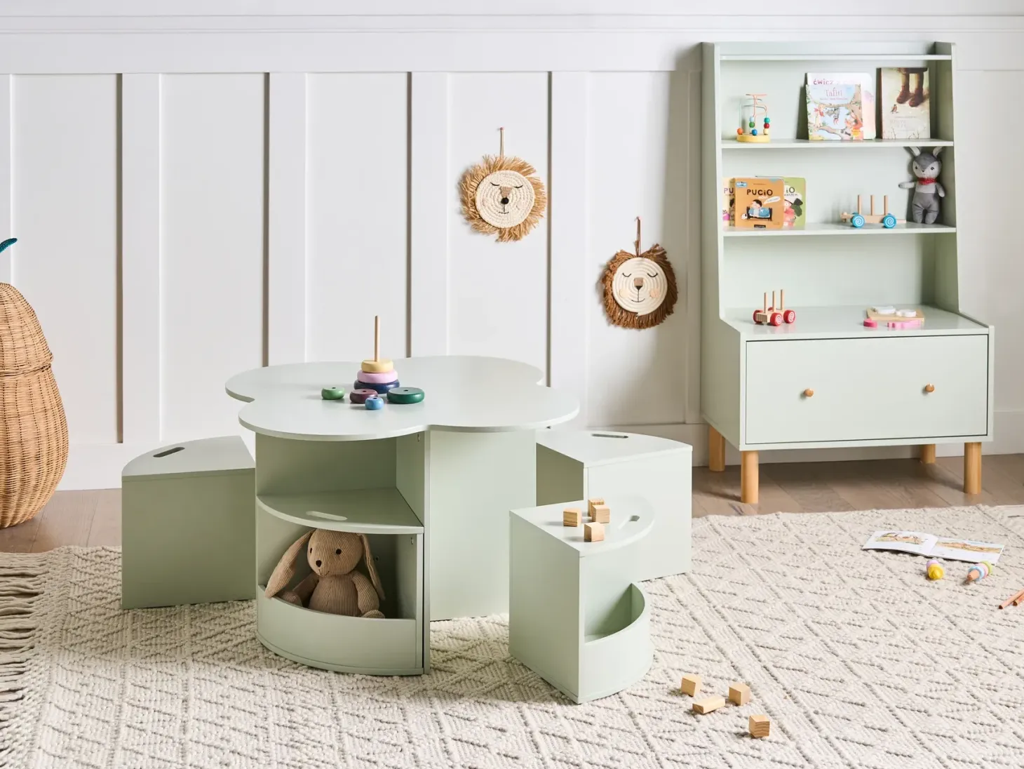 Børnebord med stole TIBOO Lysegrøn
