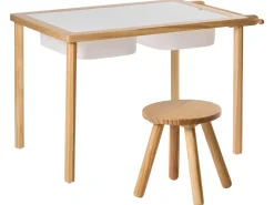 Børnebord og stole sæt KEMPSEY Lysebrun Montessori med opbevaring