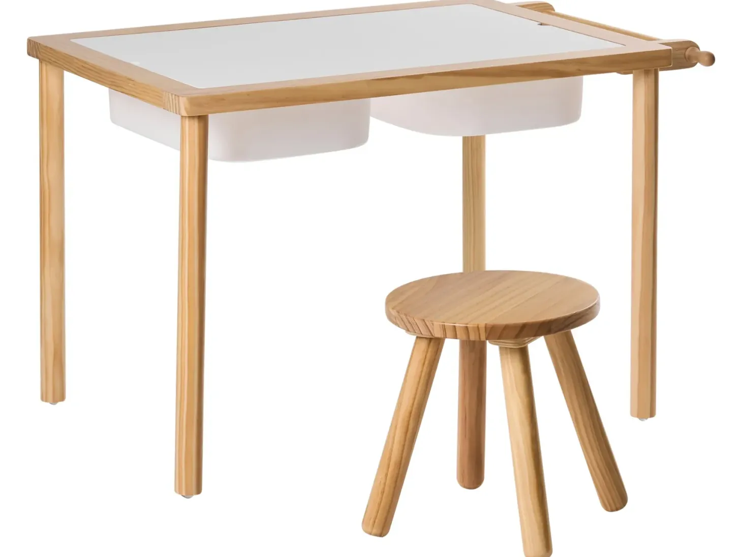 Børnebord og stole sæt KEMPSEY Lysebrun Montessori med opbevaring
