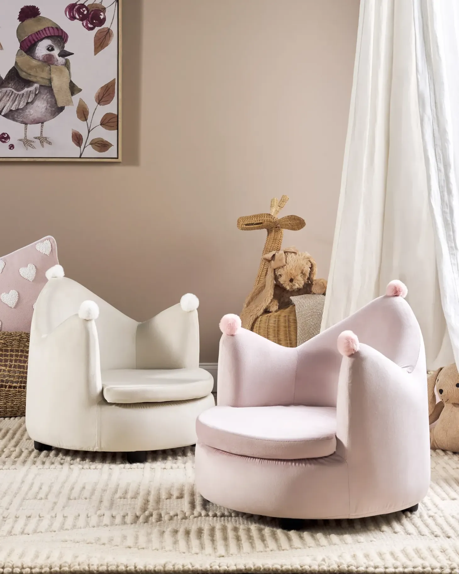 Børnelænestol Krone VEGA Velour Lys Beige