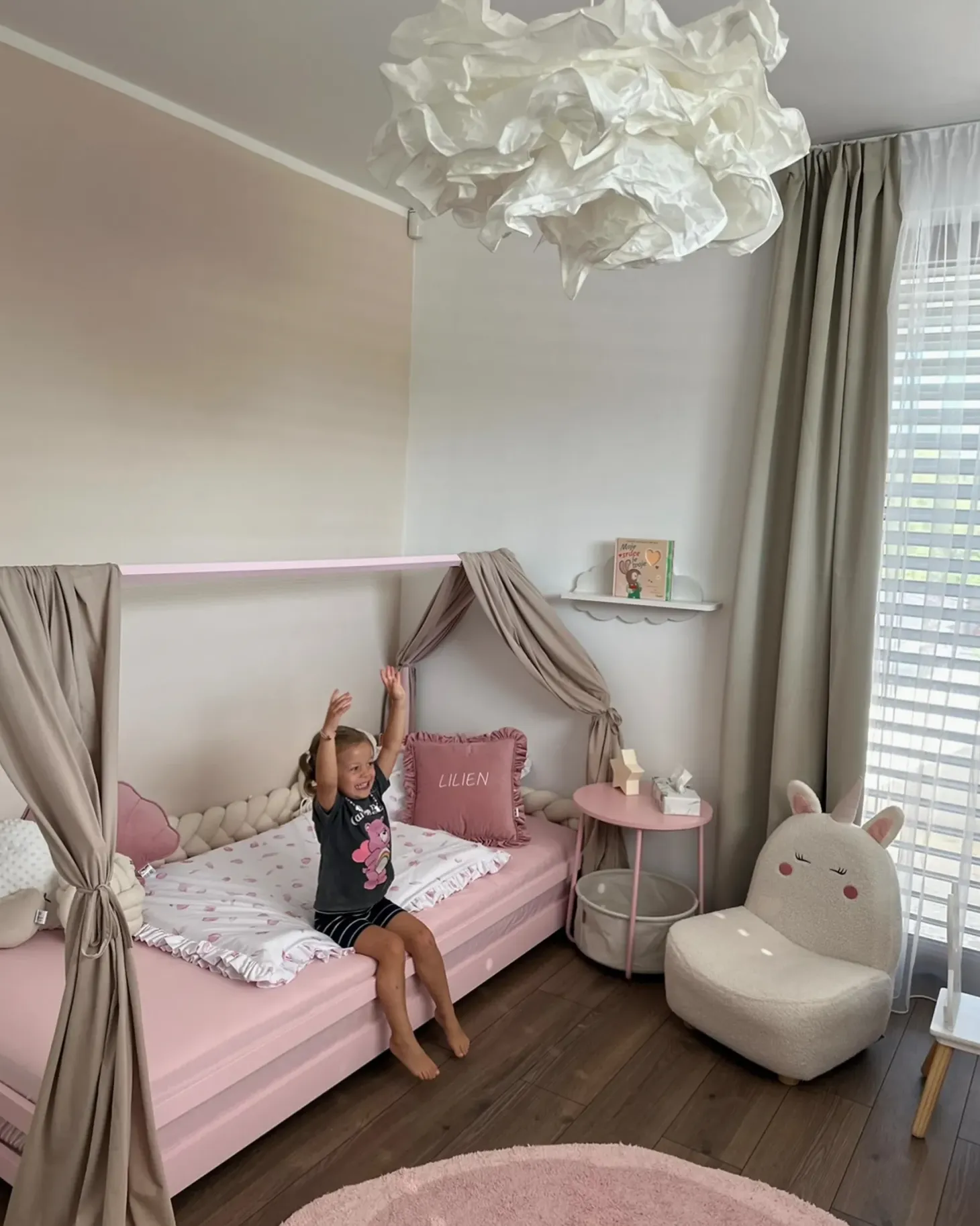 Børneseng Hus Fyretræ APPY 90 x 200 cm Pastellrosa