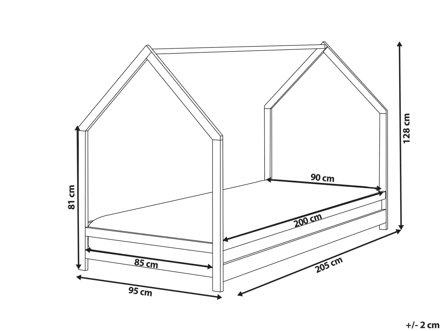 Børneseng Hus Fyretræ APPY 90 x 200 cm Pastellrosa