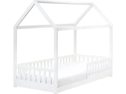 Børneseng Hus Fyretræ COSSAYE 90 x 200 cm Hvid