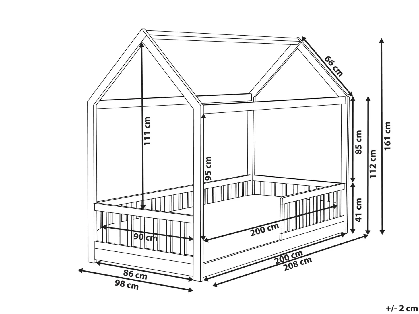 Børneseng Hus Fyretræ COSSAYE 90 x 200 cm Grå