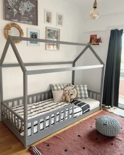 Børneseng Hus Fyretræ COSSAYE 90 x 200 cm Grå