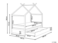 Børneseng Hus Fyretræ ORGEVAL 90 x 200 cm med opbevaring Hvid
