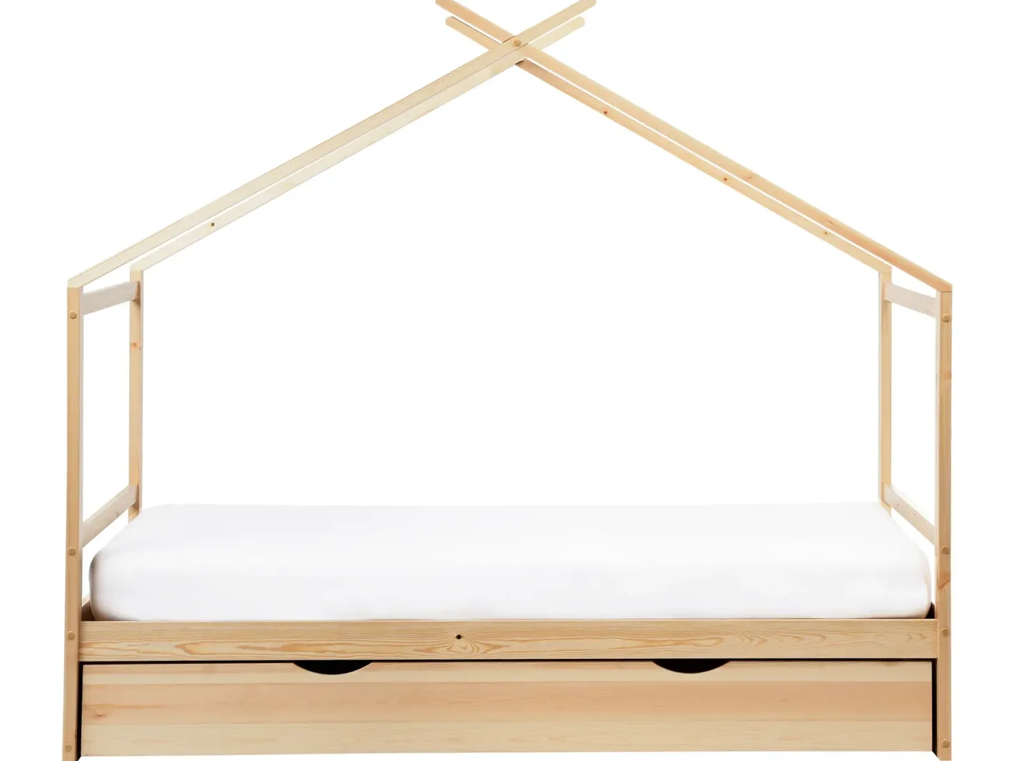 Børneseng Hus Fyretræ ORGEVAL 90 x 200 cm med opbevaring Lysebrun
