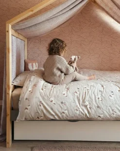 Børneseng Hus Fyretræ ORGEVAL 90 x 200 cm med opbevaring Grå