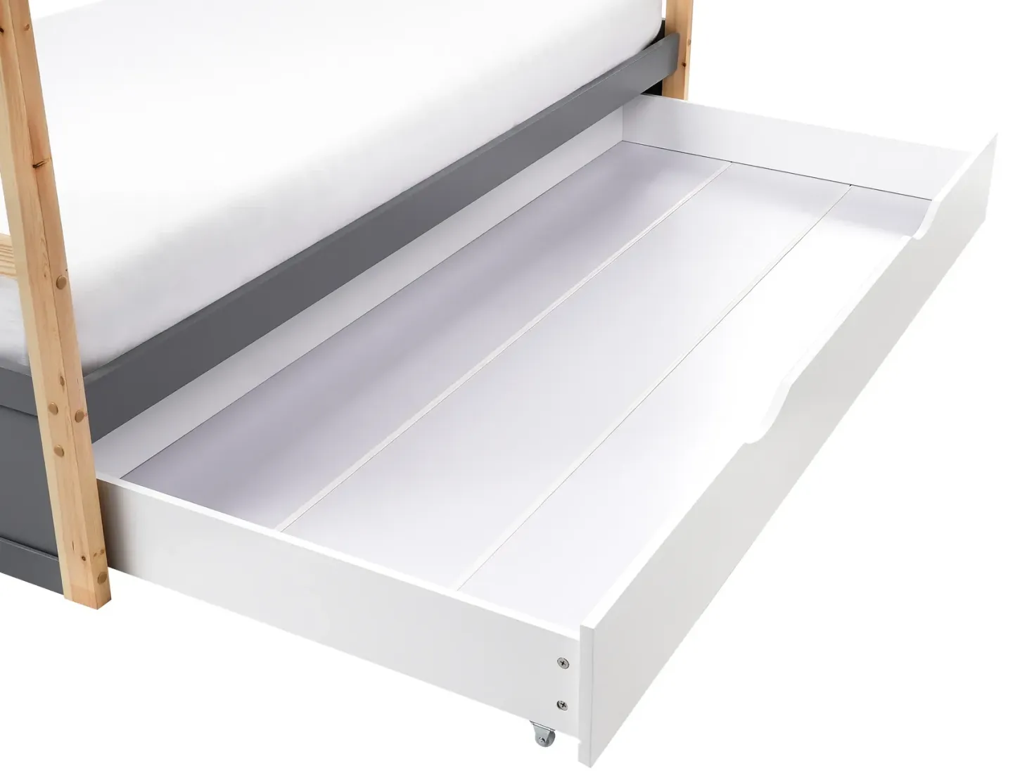 Børneseng Hus Fyretræ ORGEVAL 90 x 200 cm med opbevaring Grå