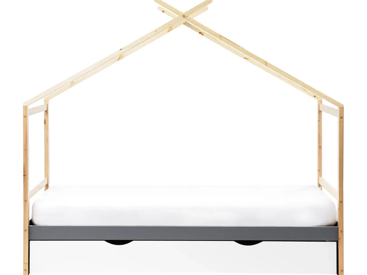 Børneseng Hus Fyretræ ORGEVAL 90 x 200 cm med opbevaring Grå