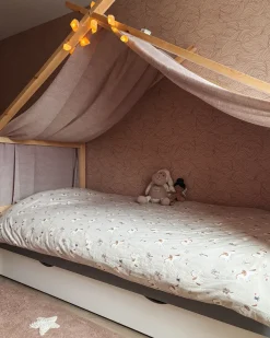 Børneseng Hus Fyretræ ORGEVAL 90 x 200 cm med opbevaring Grå